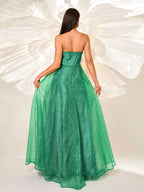 A-line Floral Tulle Dress with Tubular Top - RJ11883