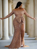 Vestido Formal Plus Size com Laço - Elegância e Conforto PXH2122