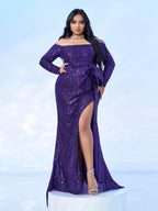 Vestido Formal Plus Size com Laço - Elegância e Conforto PXH2122