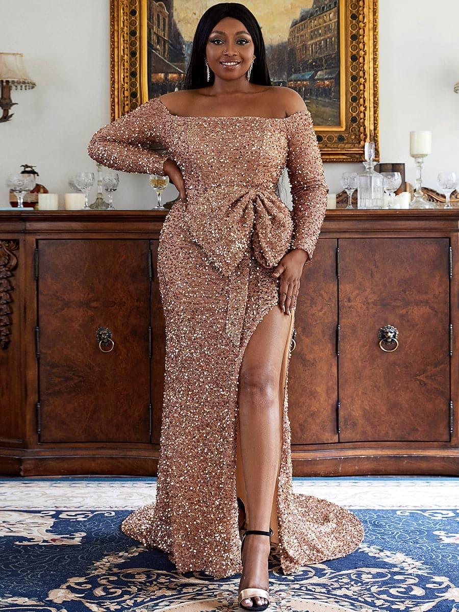 Vestido Formal Plus Size com Laço - Elegância e Conforto PXH2122