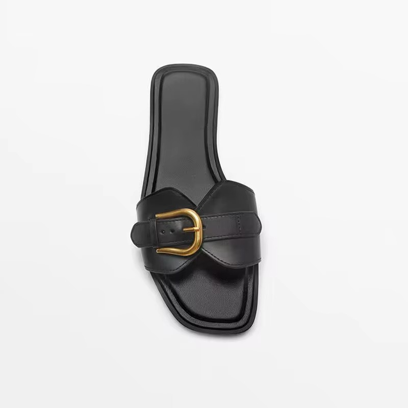 Sandália Rasteira Fivela Dourada Isli