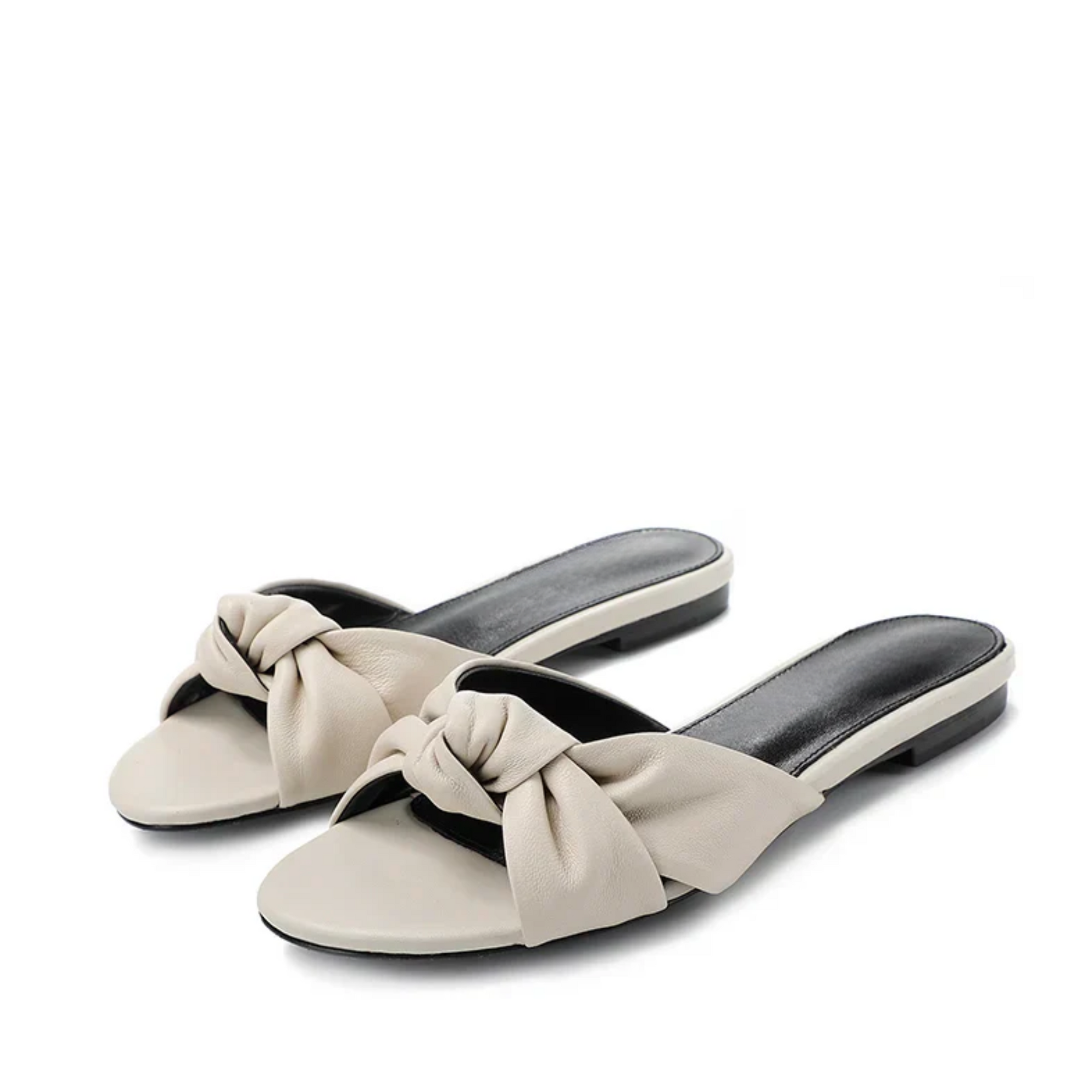 Sandália Couro Legítimo Rasteira Nó Noa