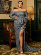 Vestido Formal Plus Size com Laço - Elegância e Conforto PXH2122