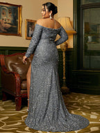 Vestido Formal Plus Size com Laço - Elegância e Conforto PXH2122